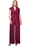 Plus Size Jumpsuit Cowl Neck Wide Leg Cap Sleeve